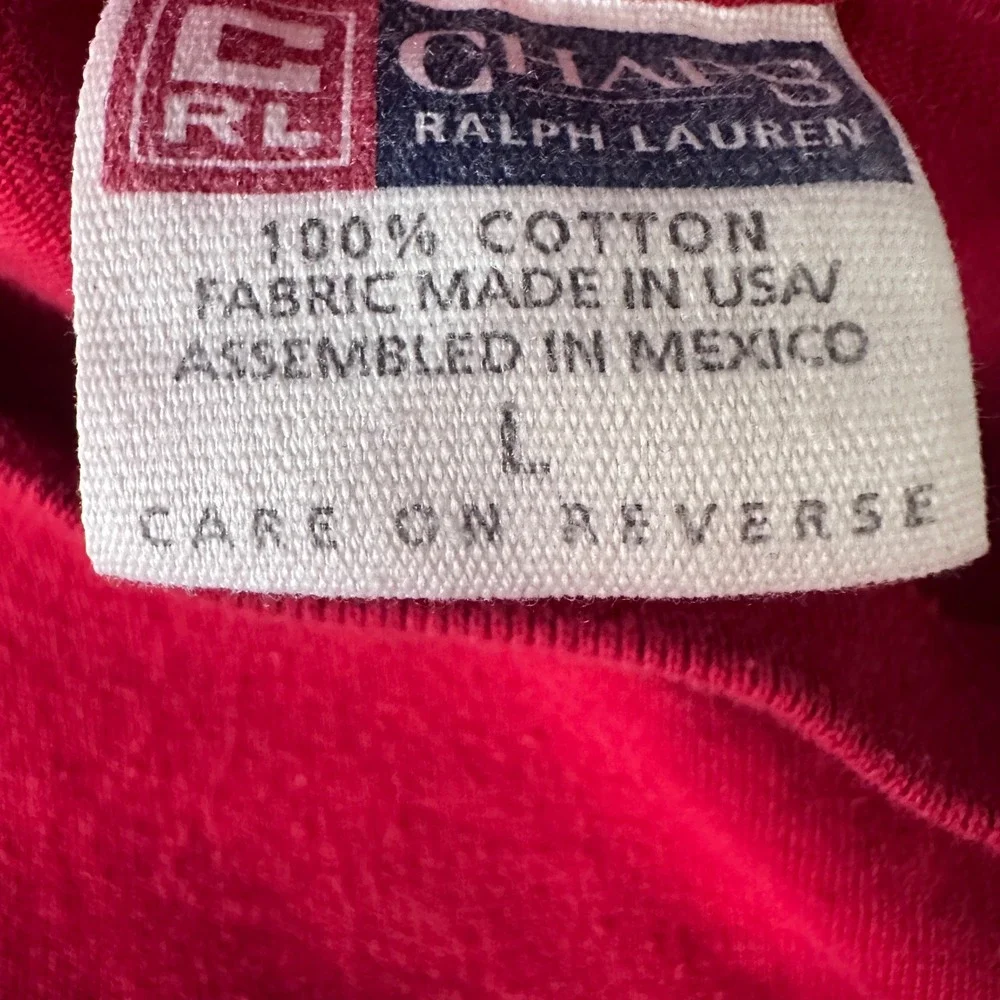 Vintage Y2K Chaps Ralph‎ Lauren Mens Red American USA Flag Graphic T-Shirt Large